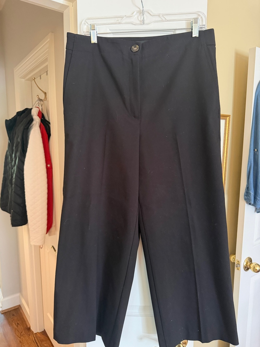 Ann Taylor KATE Black Wide-Leg Pants with Button Waist
